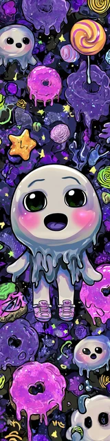 Free kawaii bookmark featuring an astonished ghost standing and looking